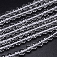 Round Natural Grade A Quartz Crystal Beads Strands, Rock Crystal Beads, Clear, 8mm, Hole: 1.2mm, about 49pcs/strand, 15.5 inch(G-H1648-8mm-01N-A)