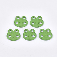 Painted Poplar Wood Pendants, Frog, Lime Green, 19x21.5x1.5mm, Hole: 3mm(WOOD-T021-32D)