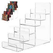 6 Tier Acrylic Wallet Display Risers, Purse Organizer Stand Shelf Showcase for Wallet Purse Glasses Display, Clear, 9.8x23.1x20cm, Slot: 3.5cm(ODIS-WH0002-82)