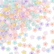 Transparent Acrylic Beads, Frosted, Bead in Bead, Flower, Mixed Color, 12x12.5x6mm, Hole: 2.5mm, 400pcs/box(TACR-SC0001-14)