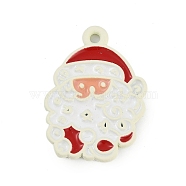 Christmas Theme Spray Painted Alloy Enamel Pendants, Santa Claus, 23x17x1.5mm, Hole: 1.8mm(ENAM-Z020-01G)