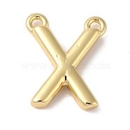 Rack Plating Brass Pendants, Long-Lasting Plated, Lead Free & Cadmium Free, Letter Charms, Real 18K Gold Plated, Letter X, 11x9x2mm, Hole: 1mm(KK-L216-003G-X)