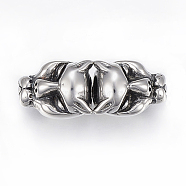 304 Stainless Steel Beads, Leopard, Antique Silver, 35.5x14x13.5mm, Hole: 7mm(STAS-I091-51AS)
