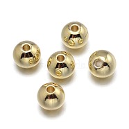 Brass Beads, Lead Free & Nickel Free & Cadmium Free, Solid Round, Real 18K Gold Plated, 4mm, Hole: 1.5~2mm(KK-F0317-4mm-01G-NR)