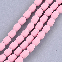 Spray Painted Non-magnetic Synthetic Hematite Beads Strands, Oval, Pink, 7.5x5mm, Hole: 1.5mm, about 53~54pcs/strand, 15.7 inch(G-T116-17-05)