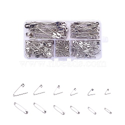 Iron Safety Pins, Platinum, 22~56x5~11x2~3mm, Pin: 0.5~1mm, 220pcs/box(NEED-YW0001-04)
