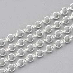 304 Stainless Steel Rolo Chains, Belcher Chain, Unwelded, with Spool, Silver Color Plated, 5x1.5mm, about 32.8 Feet(10m)/roll(CHS-T002-04E)