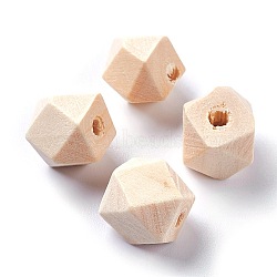 Faceted Unfinished Wood Beads, Natural Wooden Beads, Polygon, PapayaWhip, 10x10mm, Hole: 2.5mm, 120pcs/bag(WOOD-PH0001-19A)