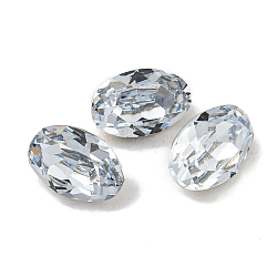 Glass Rhinestone Cabochons, Flat Back & Back Plated, Faceted, Oval, Light Sapphire, 6x4x3mm(RGLA-L029-17B-211)