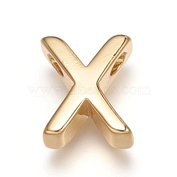 Brass Charms, Long-Lasting Plated, Real 18K Gold Plated, Letter.X, X: 9x7x3mm, Hole: 1.6mm(ZIRC-I037-01X-G)