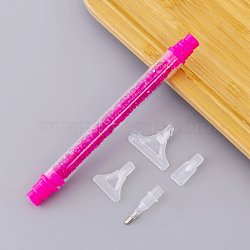 Plastic Diamond Painting Point Drill Pen, Able to Hold Diamond, Diamond Painting Tools, with 4 Style Replacement Pen Tips, Fuchsia, 127x12mm(DIAM-PW0001-010C)