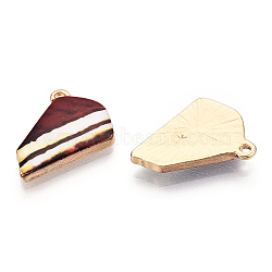 Printed Alloy Pendants, Light Glod, Triangle Cake, Brown, 14.5x18.5x2.5mm, Hole: 1.5mm(ENAM-N056-203A)