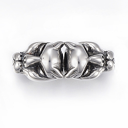 304 Stainless Steel Beads, Leopard, Antique Silver, 35.5x14x13.5mm, Hole: 7mm(STAS-I091-51AS)