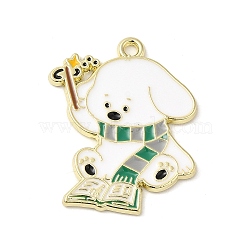 Alloy Enamel Pendants, Dog, Dark Green, 28.5x22.5x1.5mm, Hole: 1.7mm(ENAM-M218-01B-G)