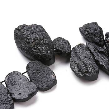 Natural Tektite Beads Strands, Rough Raw Stone, Top Drilled, Nuggets, 18~42x13~25x5~12mm, Hole: 0.8mm, about 34pcs/Strand, 15.94 inch(40.5cm)