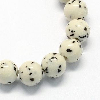 Synthetic Gemstone Beads Strands, Imitation Buddhist Bodh, Round, White, 12mm, Hole: 1.5mm, about 33pcs/strand, 15.7 inch