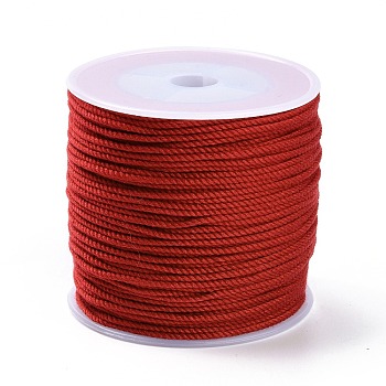 Macrame Cotton Cord, Braided Rope, with Plastic Reel, for Wall Hanging, Crafts, Gift Wrapping, Dark Red, 1.2mm, about 49.21 Yards(45m)/Roll