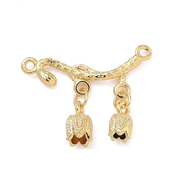 Brass Pendants, Flower Charms, Real 18K Gold Plated, 17x23x4.5mm, Hole: 1.3mm