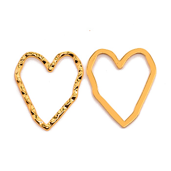 Alloy Linking Rings, Textured, Heart, Golden, 39x32x2mm, Hole: 33x27mm
