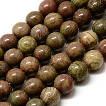 Natural Red Rainbow Jasper Beads Strands, Round, 8~8.5mm, Hole: 1mm, about 47pcs/strand, 15.5 inch