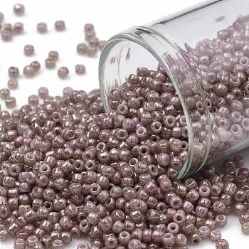 TOHO Round Seed Beads, Japanese Seed Beads, (1201) Opaque Beige Pink Marbled, 11/0, 2.2mm, Hole: 0.8mm, about 5555pcs/50g