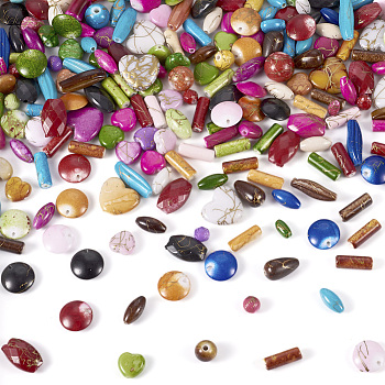 100G Opaque Imitation Gemstone Acrylic Beads, Mixed Shapes, Mixed Color, 6~28x6~13x3~28mm, Hole: 1.6~4mm