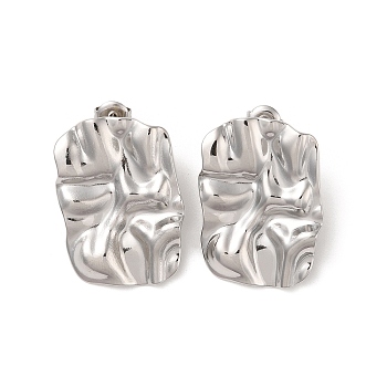 304 Stainless Steel Stud Earrings for Women, Rectangle, 31.5x22.5mm