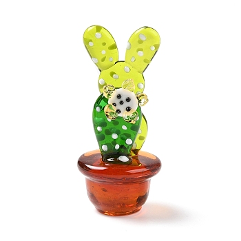 Glass Cactus Display Decorations, Micro Landscape Garden Dollhouse Accessories Pretending Prop Decor, Colorful, 29.5x27.5x60.5mm