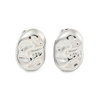 Non-Tarnish Oval 304 Stainless Steel Ear Studs, Stud Earrings for Women, Stainless Steel Color, 14x10mm