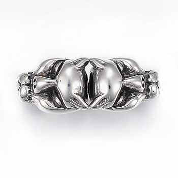 304 Stainless Steel Beads, Leopard, Antique Silver, 35.5x14x13.5mm, Hole: 7mm