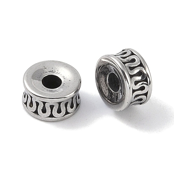 316 Surgical Stainless Steel Spacer Beads, Flat Round, Antique Silver, 8x4.5mm, Hole: 2.5mm
