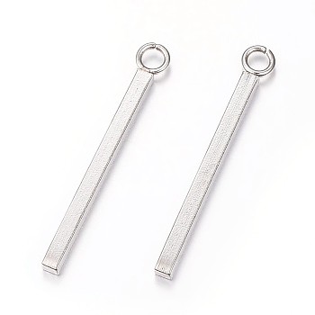 304 Stainless Steel Bar Pendants, Rectangle, Stainless Steel Color, 18x1.5x1.5mm, Hole: 2mm
