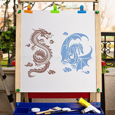 2 pcs 2 styles en plastique pour animaux de compagnie évider les modèles de pochoirs de peinture de dessin(DIY-WH0478-001)-5