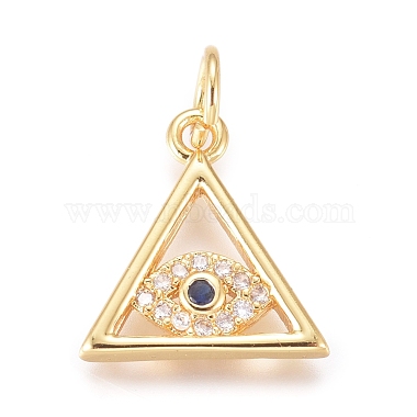 Golden Clear Triangle Brass+Cubic Zirconia Charms