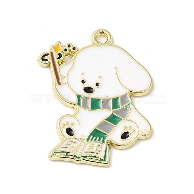 Golden Dark Green Dog Alloy+Enamel Pendants