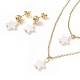Synthetic Shell Star Pendant Double Layer Necklaces and Dangle Stud Earrings(SJEW-F217-01B-G)-2