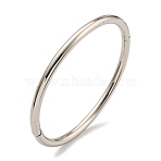 Non-Tarnish 202 Stainless Steel Hinged Plain Bangles, Ring Bangles for Women, Stainless Steel Color, Inner Diameter: 2-3/8x2 inch(6.05x5.1cm), 4mm(BJEW-M317-05P)