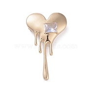 Alloy with Rhinestone Brooches, Heart Pins, for Backpack Clothes, Light Gold, 57x34x7mm(JEWB-G035-08)