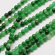 Natural Green Jade Bead Strands, Round, 3mm, Hole: 0.8mm, about 126pcs/strand, 16 inch(G-A130-3mm-M06)