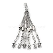 Tibetan Style Alloy Curb Chain Tassel Big Pendants, Flower, Antique Silver, 100x8.5mm, Hole: 5mm(FIND-K013-01AS-02)