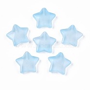 Transparent Spray Painted Glass Beads, Five-pointed Star, Aqua, 19x20x5.5mm, Hole: 1.2mm(GLAA-S054-36-B03)
