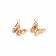 Brass Charms, Nickel Free, Butterfly, Real 18K Gold Plated, 15x11x3mm, Hole: 1.5mm(KK-S356-739)