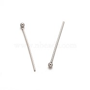304 Stainless Steel Ball Head Pins, Stainless Steel Color, 25x0.8mm, 20 Gauge, Head: 2mm(STAS-L153A-02)
