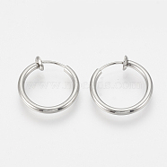 Tarnish Resistant 201 Stainless Steel Retractable Clip-on Hoop Earrings, For Non-pierced Ears, with 304 Stainless Steel Pins and Spring Findings, Stainless Steel Color, 24.5x2mm(X-STAS-S100-06)