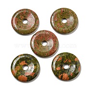 Natural Unakite Pendants, Donut/Pi Disc Charms, 50x6.5~7.5mm, Hole: 10mm(G-P532-01A-18)