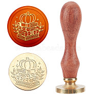 Wax Seal Stamp Set, Sealing Wax Stamp Solid Brass Head,  Wood Handle Retro Brass Stamp Kit Removable, for Envelopes Invitations, Gift Card, Book Pattern, 83x22mm(AJEW-WH0208-800)