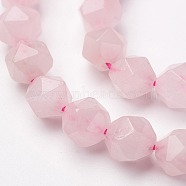 Natural Rose Quartz Bead Strands, Faceted, Round, 8~8.5mm, Hole: 1mm, about 48pcs/strand, 15.15 inch(G-P213-11-8mm)