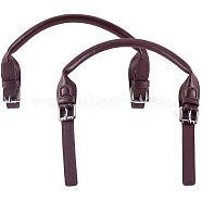 Imitation Leather Bag Handles, with Alloy Findings and Iron Findings, for Bag Straps Replacement Accessories, Platinum, Coconut Brown, 568~570x16.5x12~12.5mm(FIND-PH0015-71A)