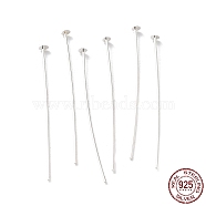 925 Sterling Silver Flat Head Pins, Silver, 21 Gauge, 25x0.7mm, Head: 2mm(STER-M117-03E-S)