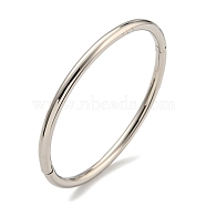 202 Stainless Steel Hinged Plain Bangles, Ring Bangles for Women, Stainless Steel Color, Inner Diameter: 2-3/8x2 inch(6.05x5.1cm), 4mm(BJEW-M317-05P)